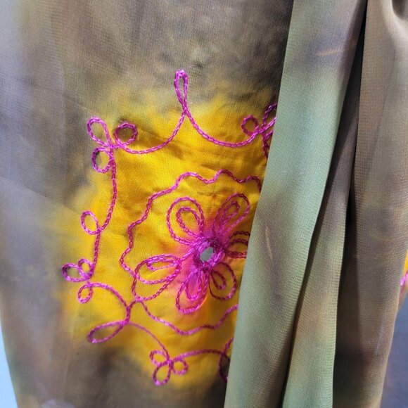 Coconuts Beach Wrap Shawl Sarong‎ Scarf Beach Micro Polyester Orange Red Yellow - Picture 3 of 6